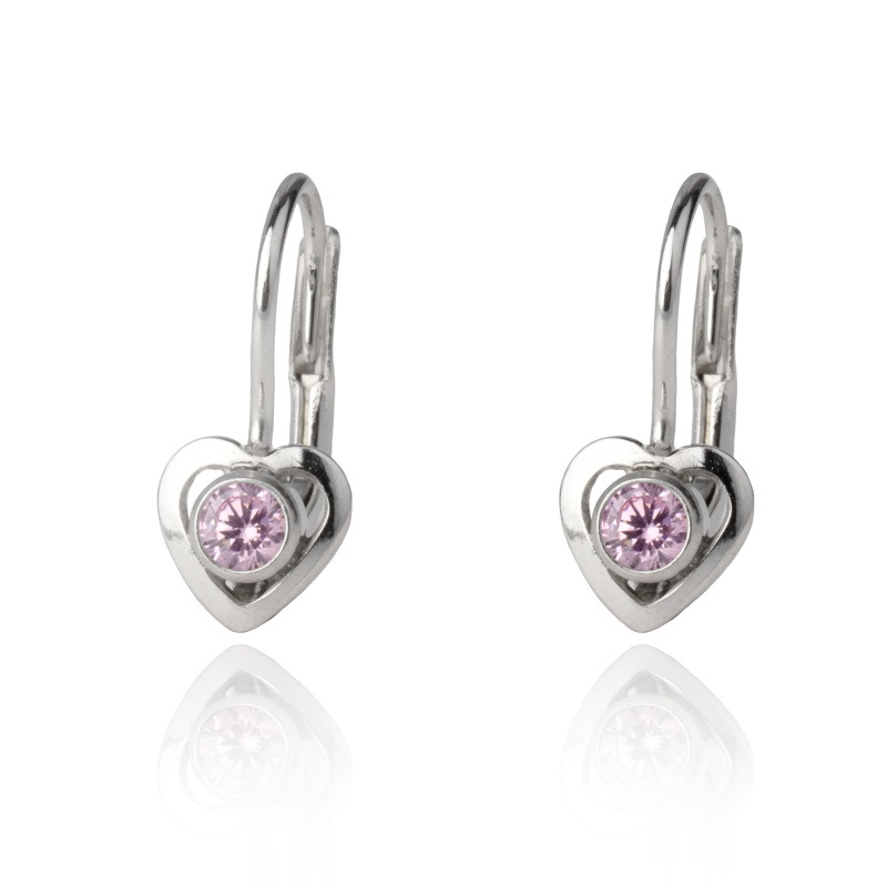 Šperky4U Stříbrné dívčí náušnice, růžové zirkony - ZB3804-PK