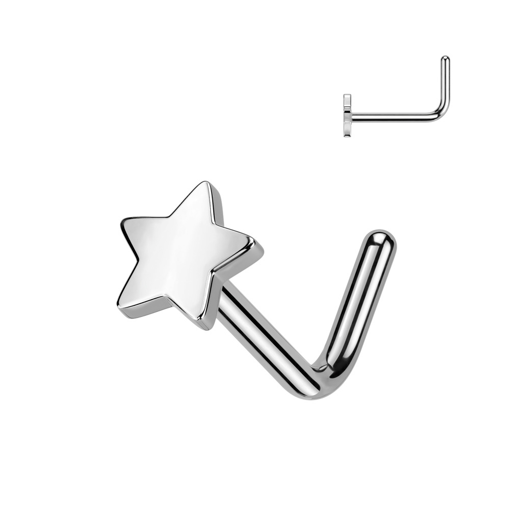 Šperky4U Piercing do nosu hvězdička - TITAN - TIT1287