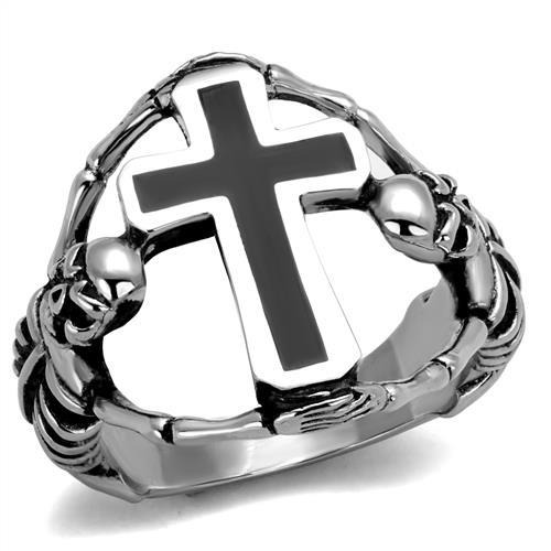 Šperky4U Pánský ocelový prsten kříž - velikost 58 - OPR1939-58