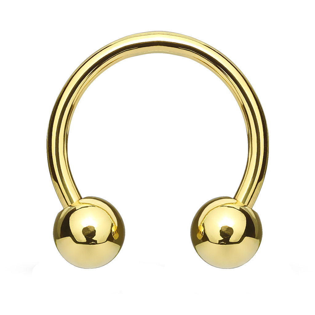 Šperky4U Piercing podkova, barva žluté zlato, rozměr 1,0 x 8 mm, kuličky 3 mm - PV1001GD-100833