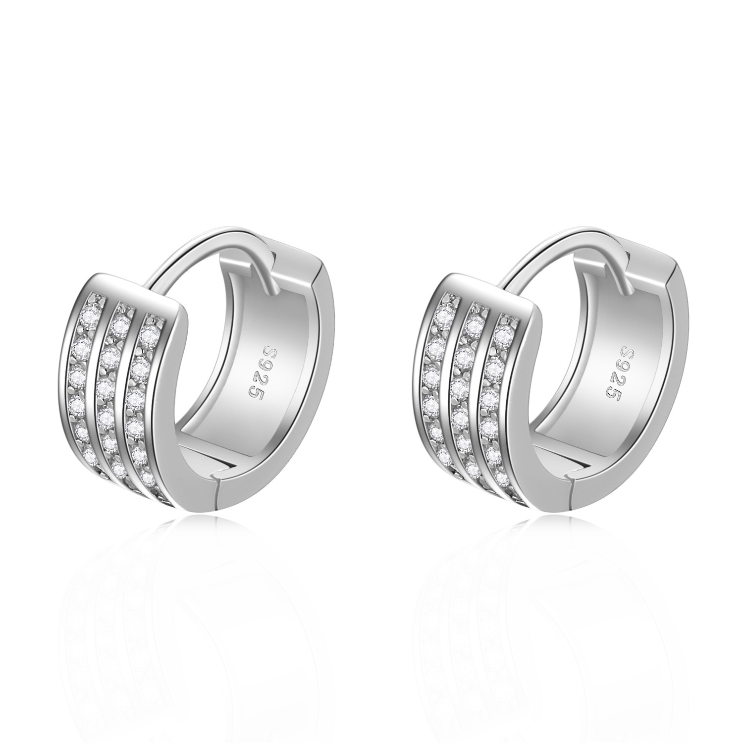 NUBIS® Stříbrné náušnice kroužky se zirkony - NB-3303