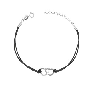 Levně NUBIS® Černý náramek propojená srdíčka - IT0015-K