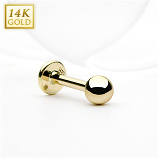 Zlatý piercing do brady - labreta 1,6x10 mm, Au 585/1000