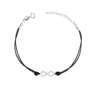 Levně NUBIS® Černý náramek se stříbrným nekonečnem - IT0014-K
