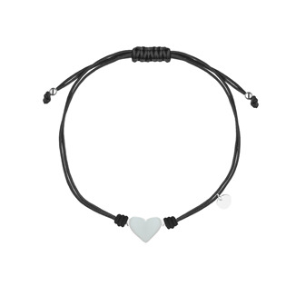 Levně NUBIS® Černý náramek se stříbrným srdíčkem - IT0019-K