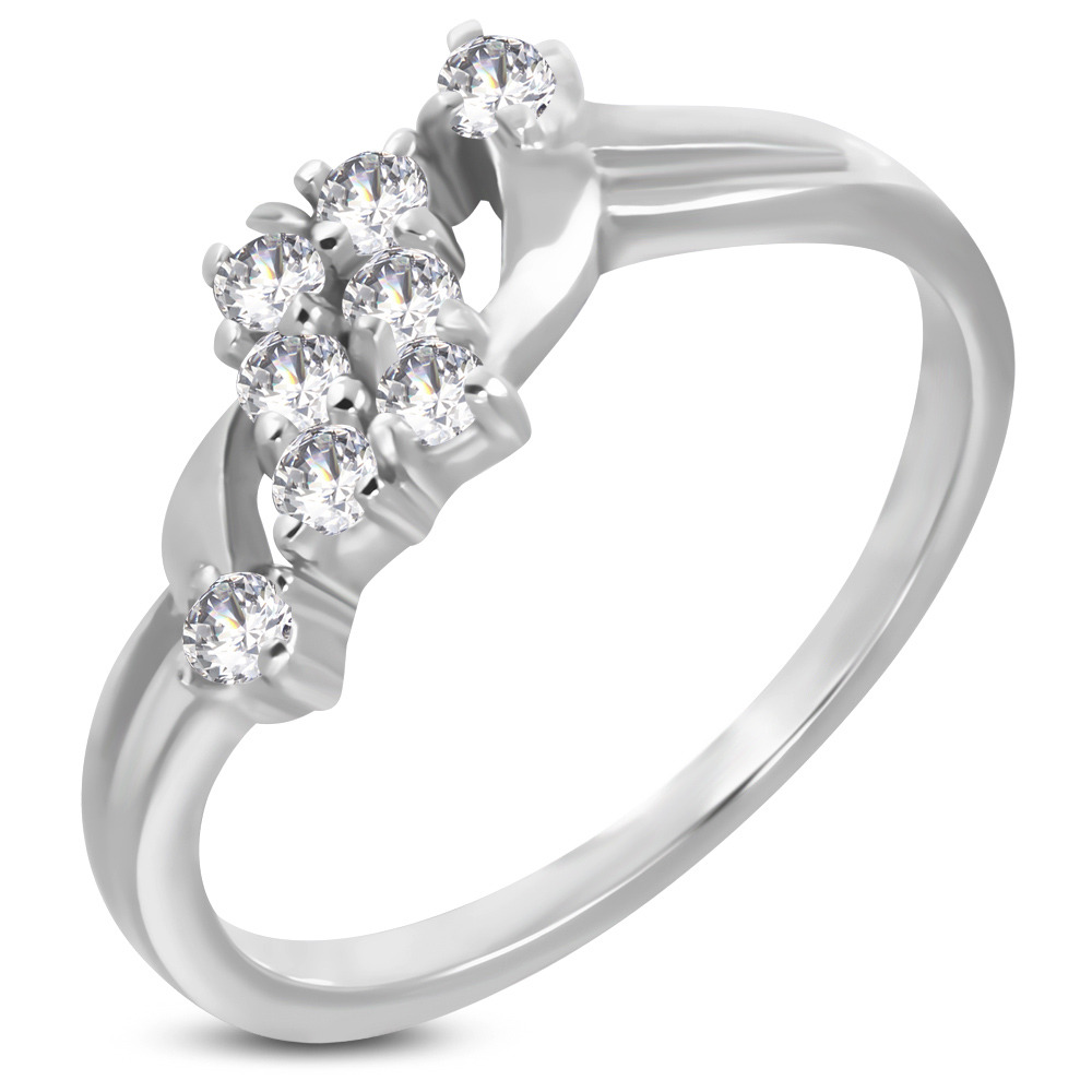 Šperky4U Ocelový prsten se zirkony, vel. 52 - velikost 52 - OPR1106-52