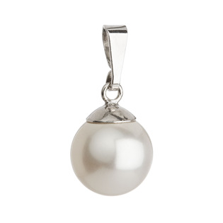 Stříbrný přívěsek s bílou kulatou perlou