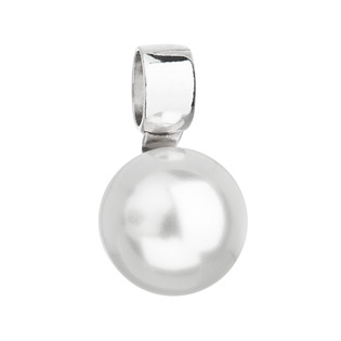 Stříbrný přívěsek s bílou kulatou Swarovski perlou