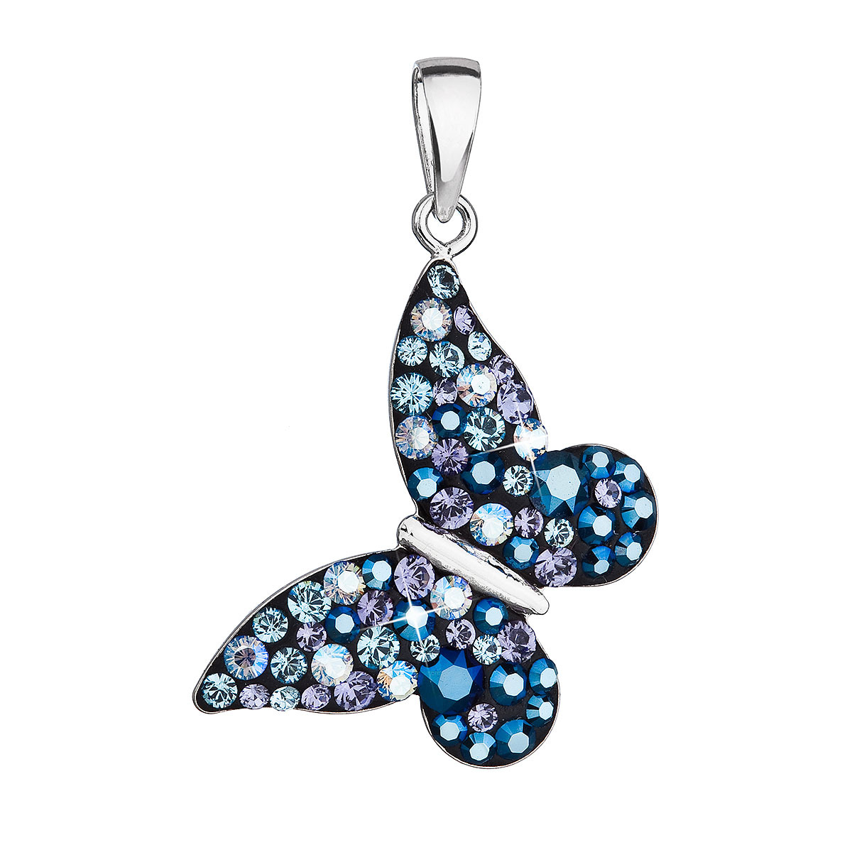 EVOLUTION GROUP CZ Stříbrný přívěšek motýlek s krystaly Crystals from Swarovski® Blue style - 34192.3