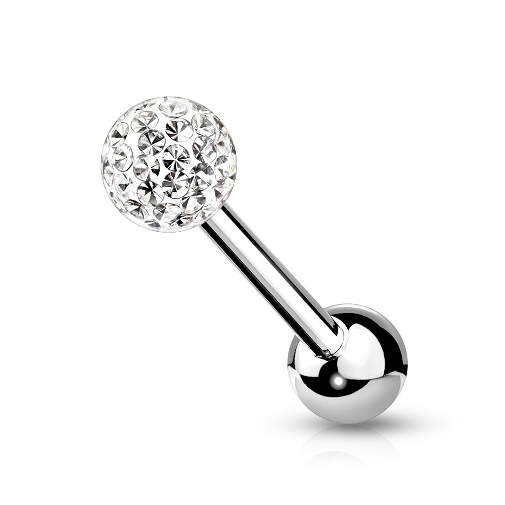 Šperky4U Piercing do jazyka Crystals from SWAROVSKI® - PJ0030-C
