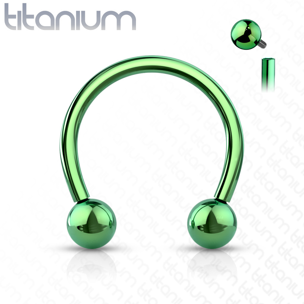 Šperky4U Piercing podkova TITAN 1,2 x 8 mm, zelená barva - TIT1052G-1208