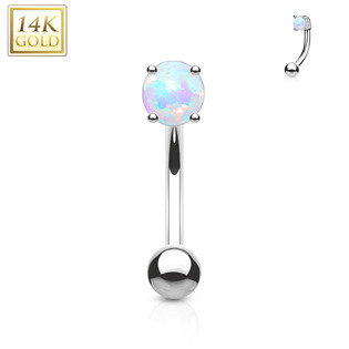 Zlatý piercing do obočí s opálem, Au 585/1000
