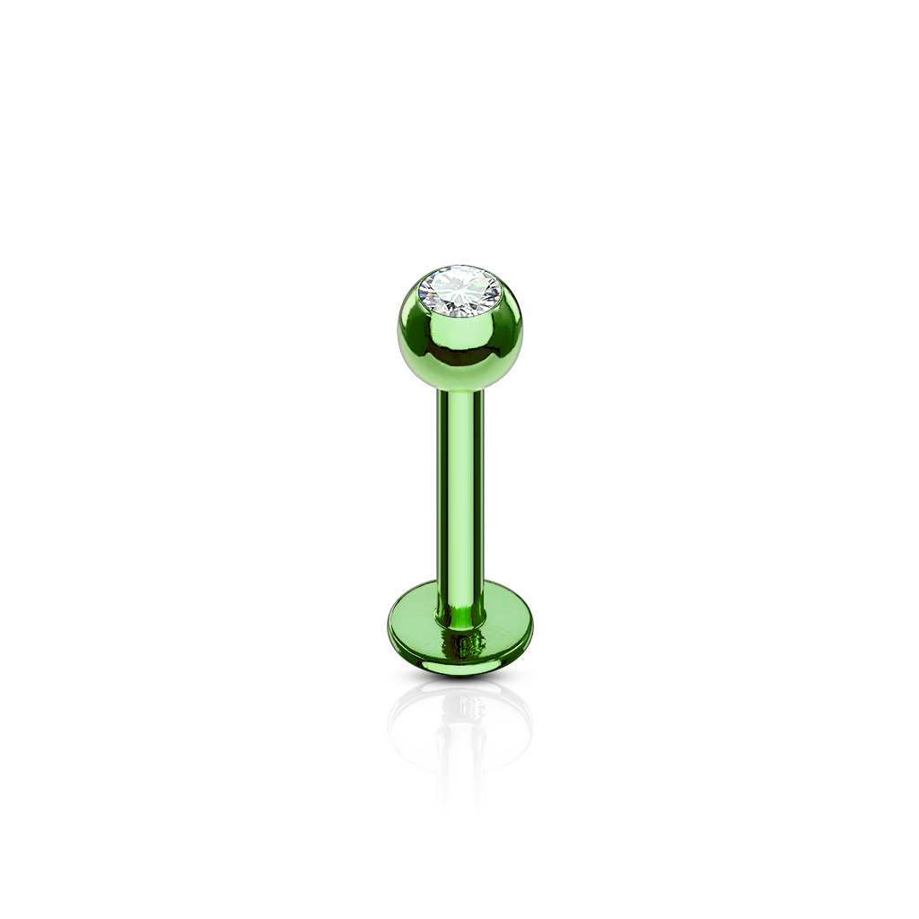 Šperky4U Piercing do brady - labreta, zelená barva - LB01036-G