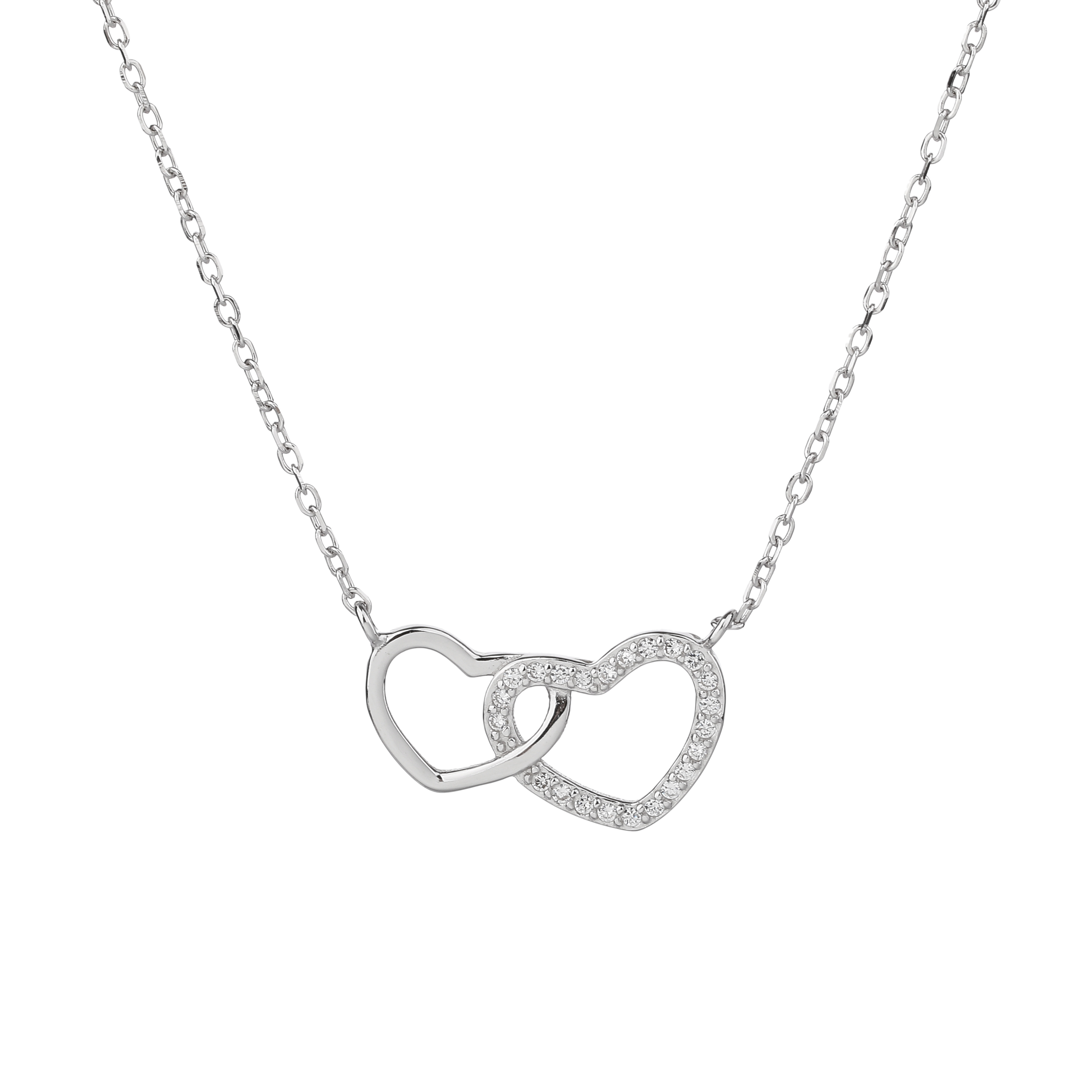 Šperky4U Stříbrný náhrdelník - propletená srdce - NB-2355