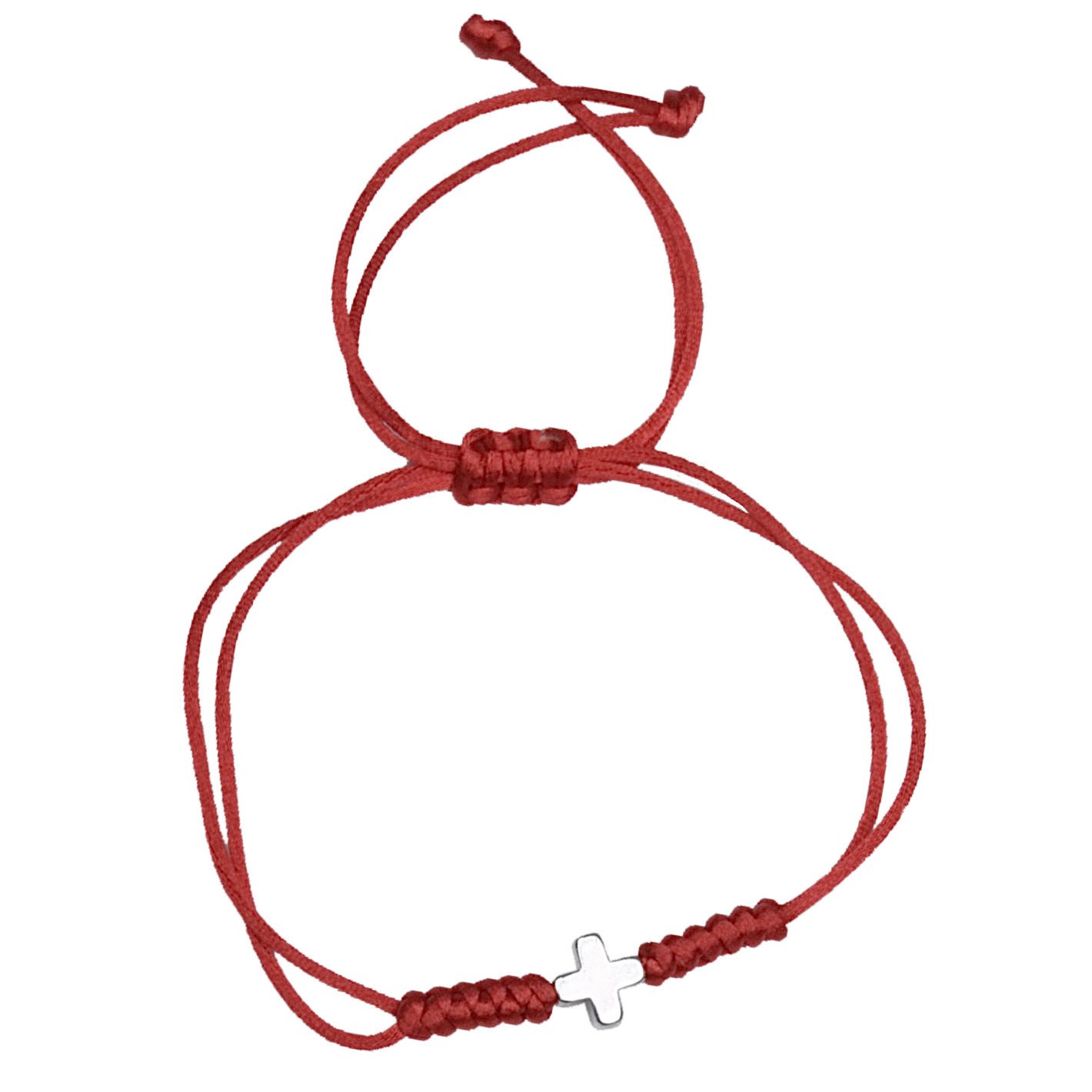 Šperky4U Červený náramek s křížkem - OPA1808-R