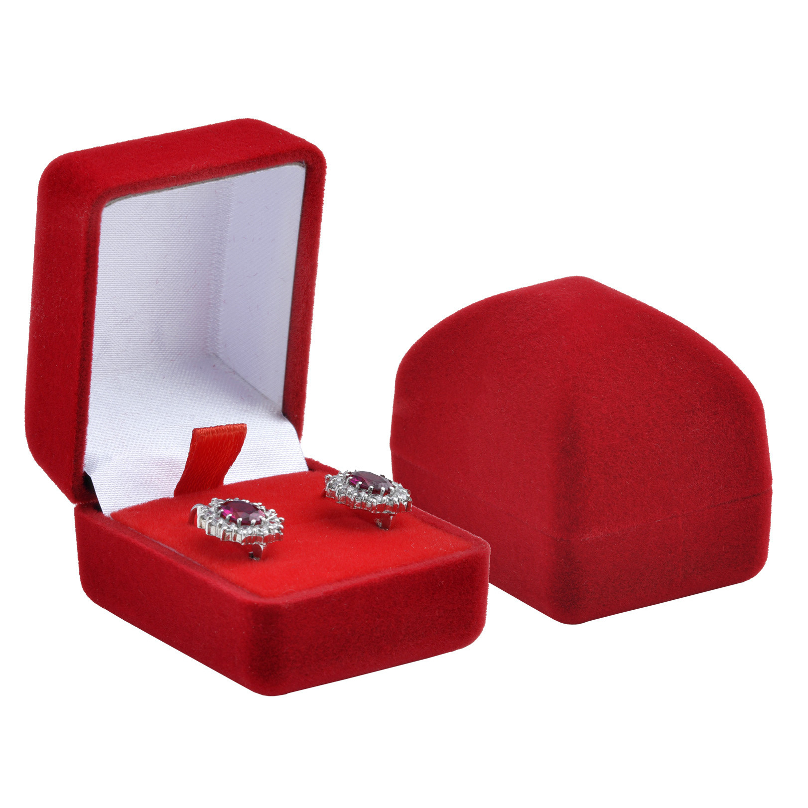 Šperky4U Červená semišová dárková krabička na prsten - KR0017-RD