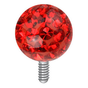 Šperky4U Microdermal - ozdobná část kulička - červené zirkony, 4 mm - MD01003-R
