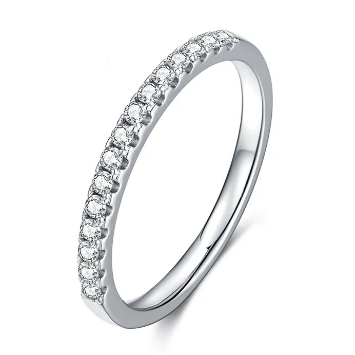 NUBIS® Stříbrný zásnubní prsten s moissanity, vel. 52 - velikost 52 - MN511-52