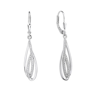 Levně NUBIS® Stříbrné visací náušnice se zirkony - NB-3909