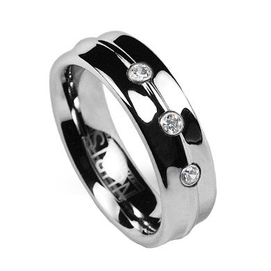 NUBIS® NWF1023 Dámský snubní prsten wolfram se zirkony - velikost 52 - NWF1023-Zr3-52