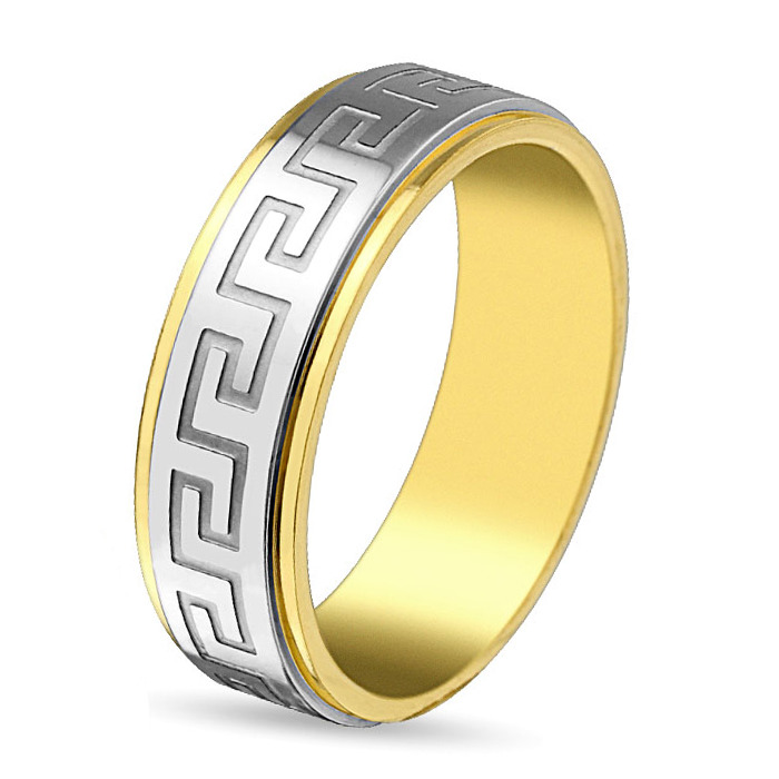Šperky4U Dámský prsten s řeckým dekorem, šíře 6 mm, vel. 50 - velikost 50 - OPR0011-6-50