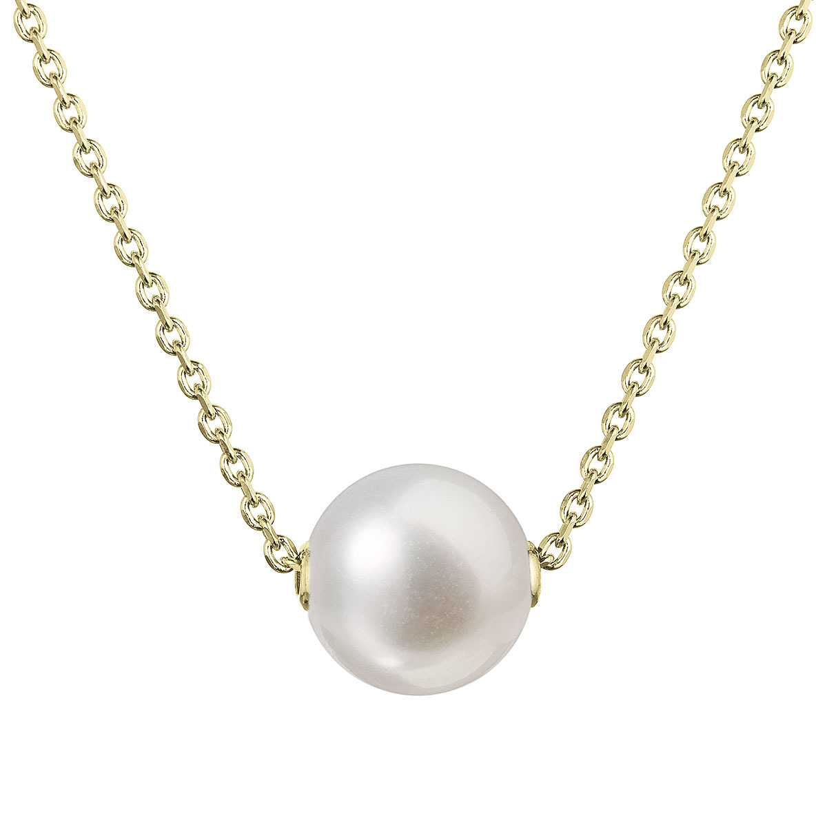 EVOLUTION GROUP CZ Pozlacený stříbrný náhrdelník s říční perlou na řetízku - 22047.1