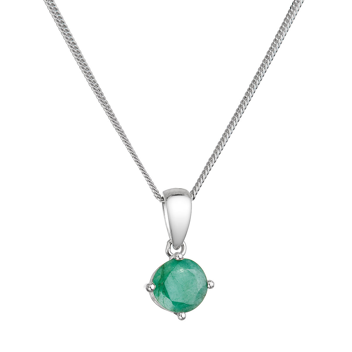 EVOLUTION GROUP CZ Stříbrný náhrdelník s pravým smaragdem - 12080.3