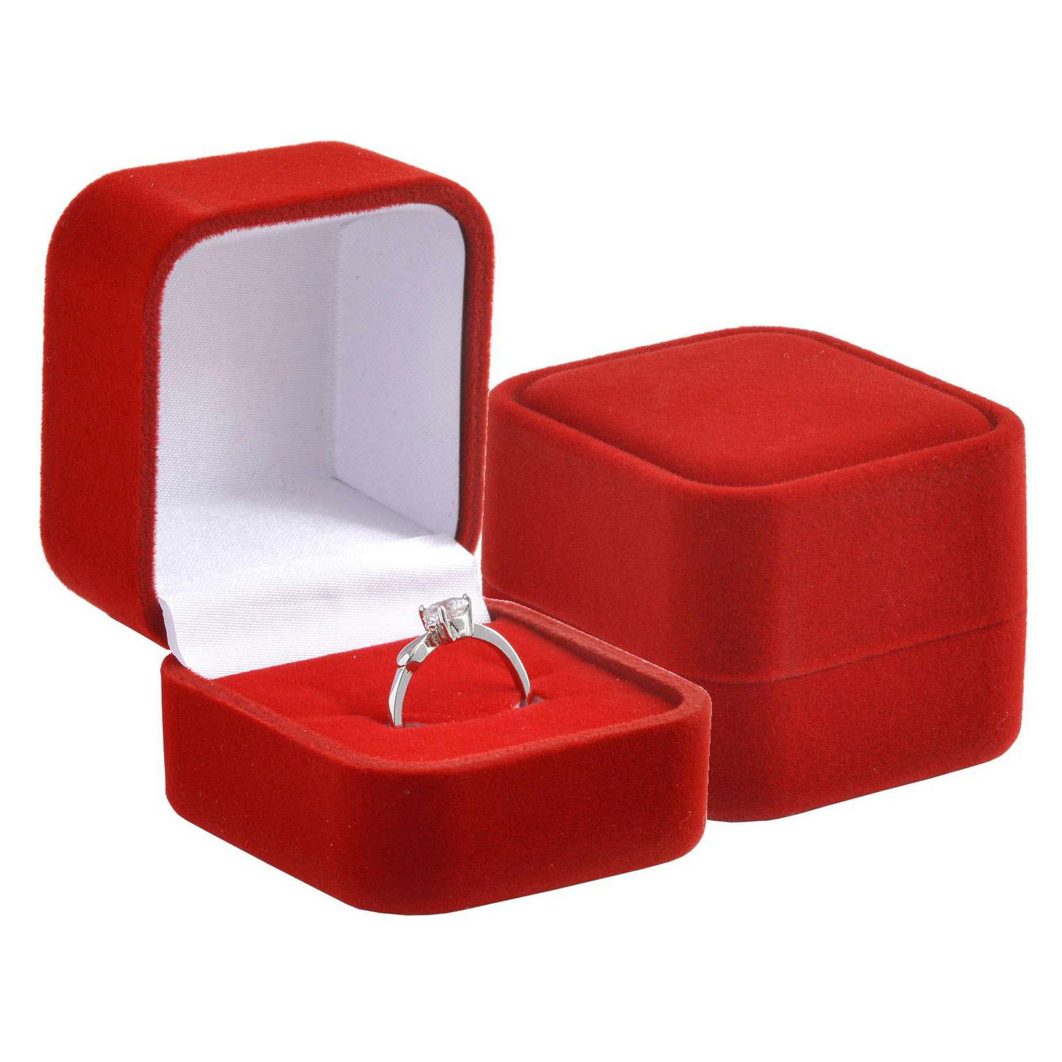 Šperky4U Semišová dárková krabička na prsten - červená - KR0319-RD