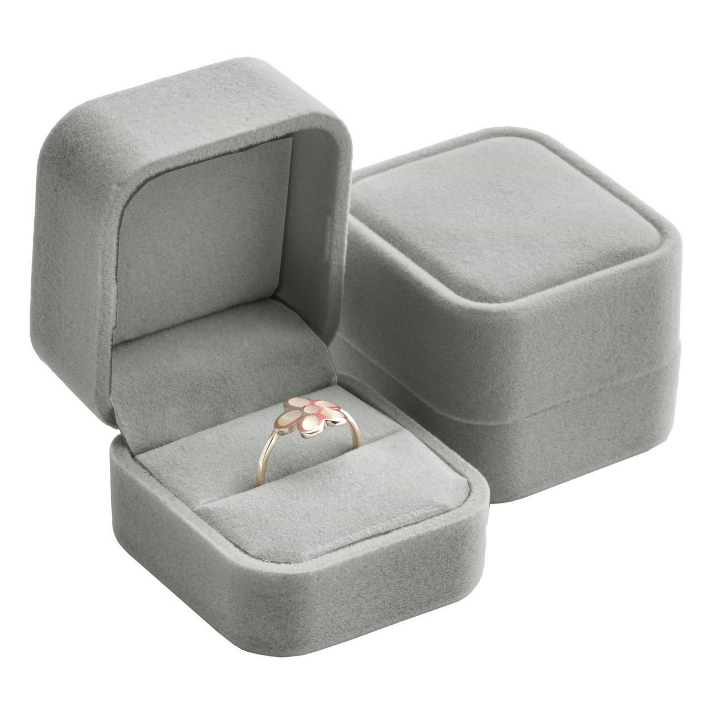 Šperky4U Semišová dárková krabička na prsten - šedá - KR0319-GR