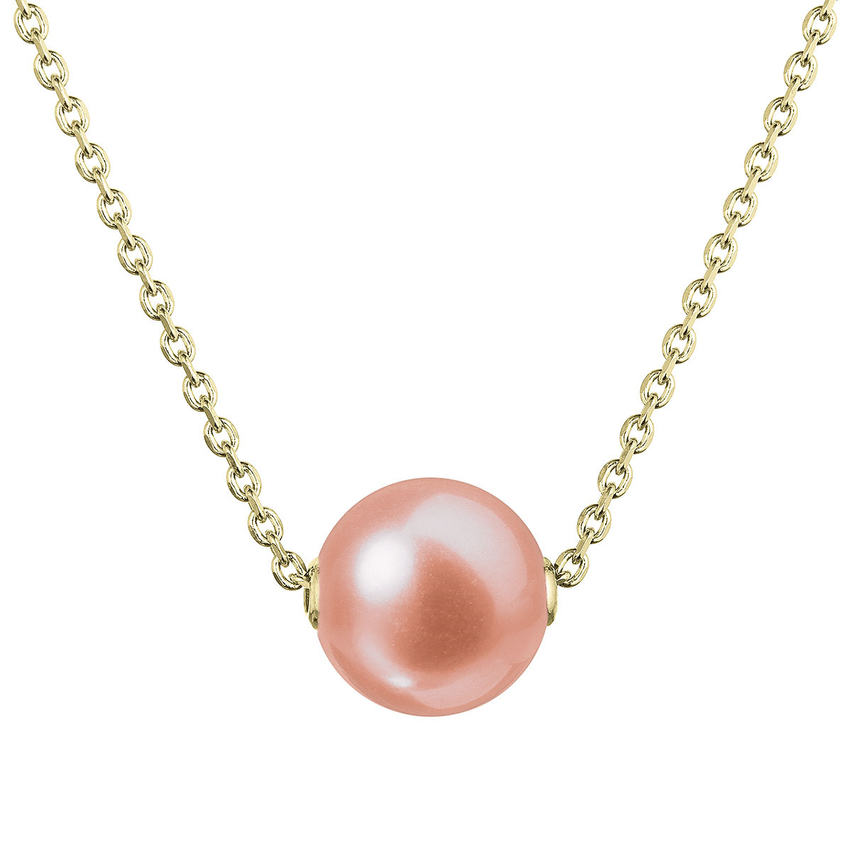 EVOLUTION GROUP CZ Pozlacený stříbrný náhrdelník s růžovou říční perlou na řetízku - 22047.3