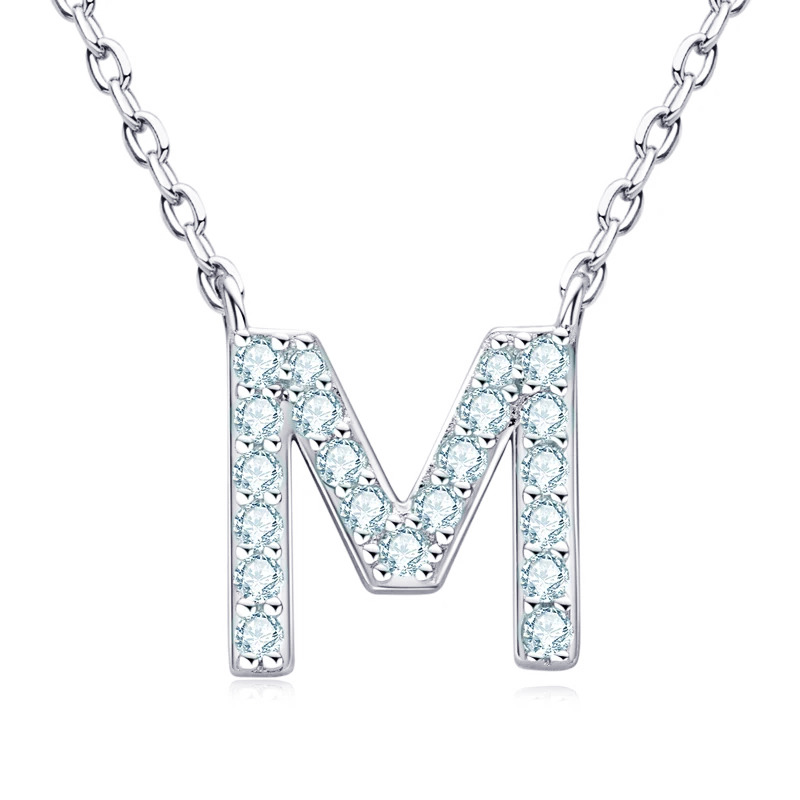 NUBIS® Stříbrný náhrdelník s moissanity - písmeno - MN423-M