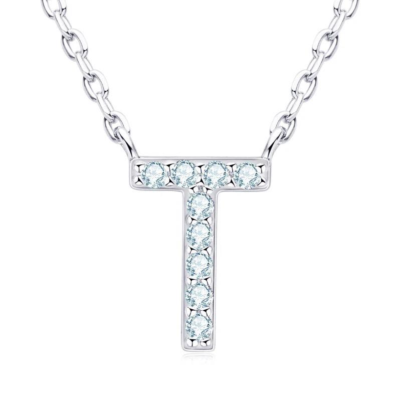 NUBIS® Stříbrný náhrdelník s moissanity - písmeno - MN423-T