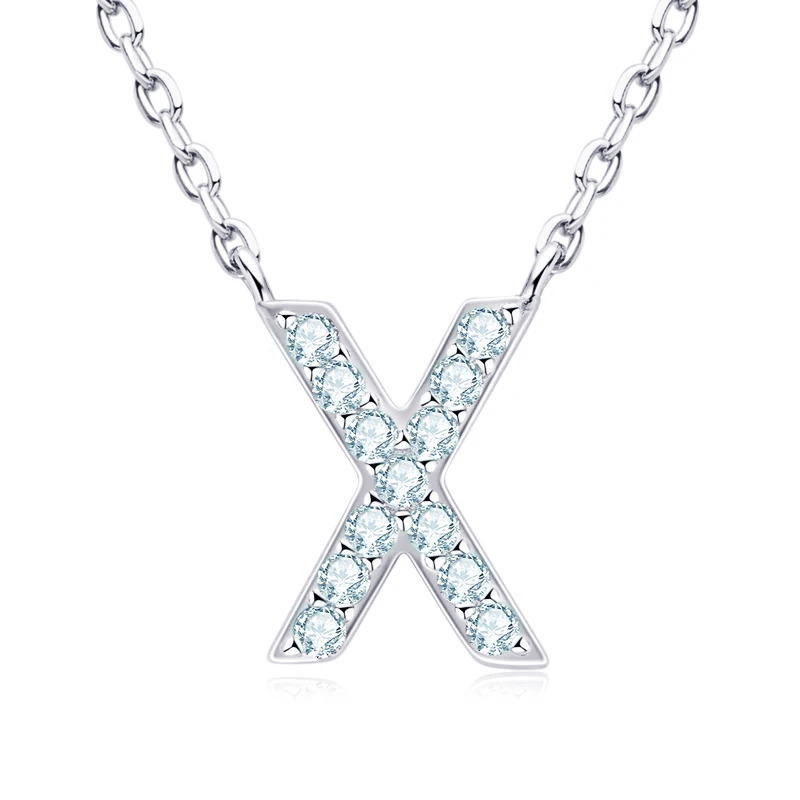 NUBIS® Stříbrný náhrdelník s moissanity - písmeno - MN423-X