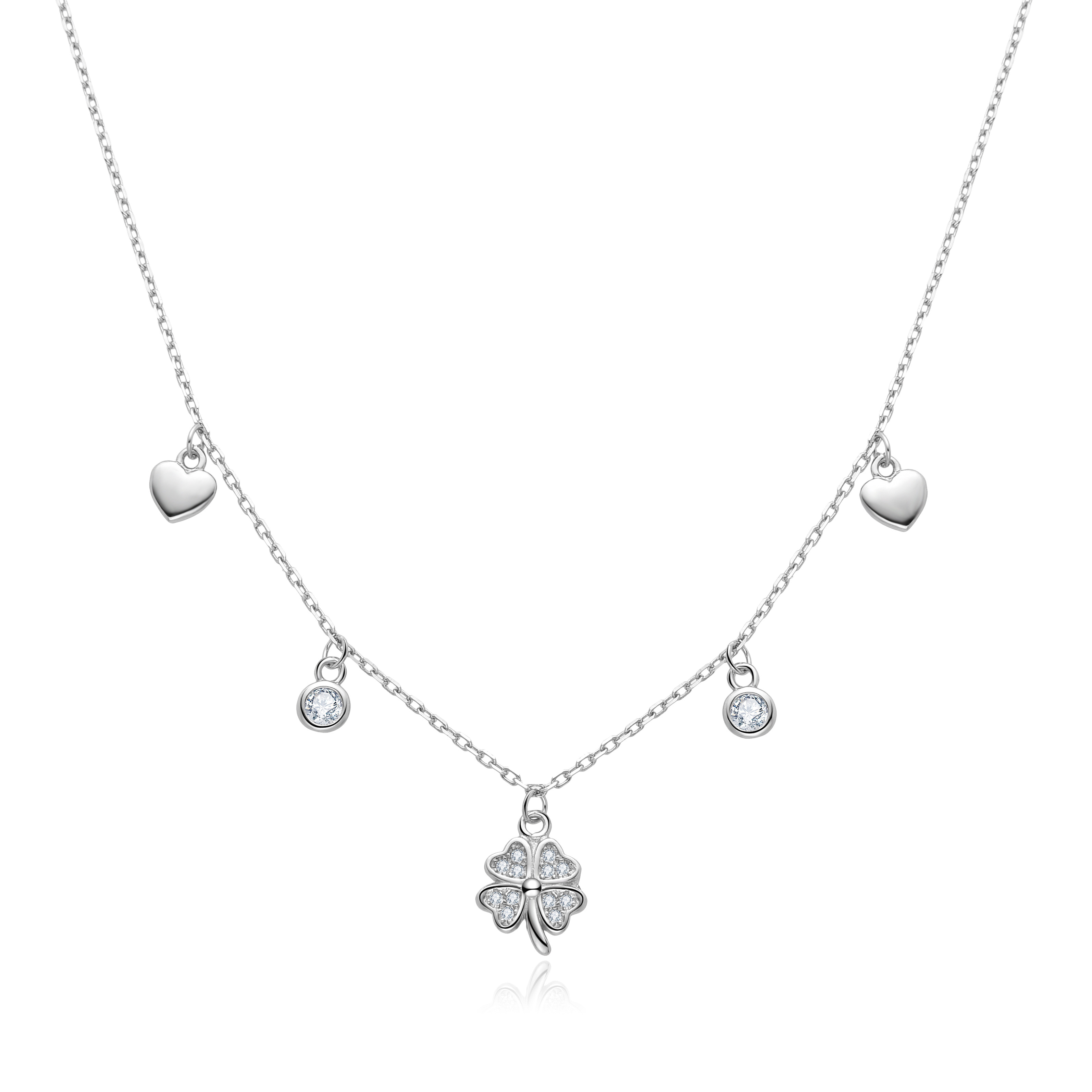 NUBIS® Stříbrný náhrdelník čtyřlístek - NB-2372