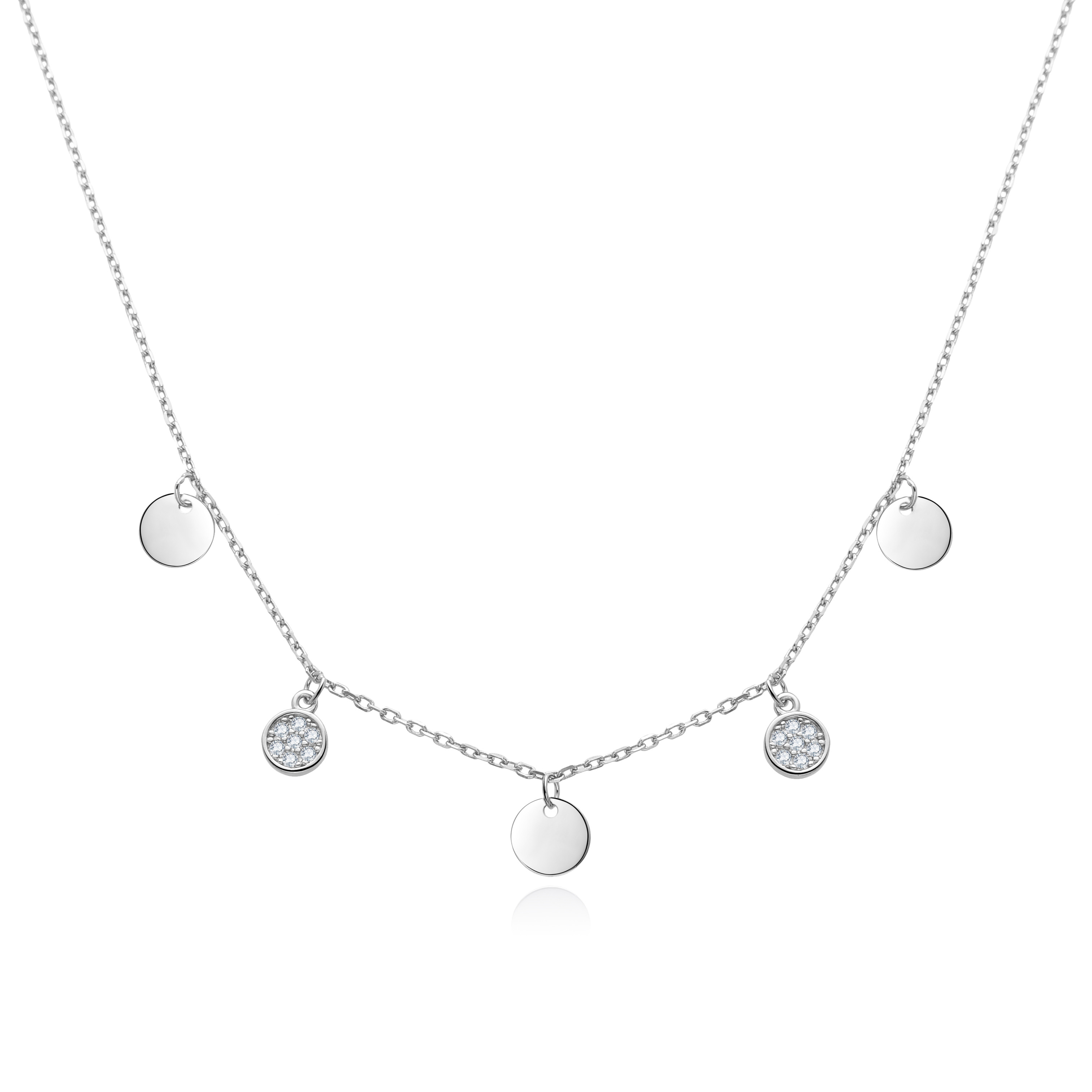 NUBIS® Stříbrný náhrdelník s kulatými přívěšky - NB-2376