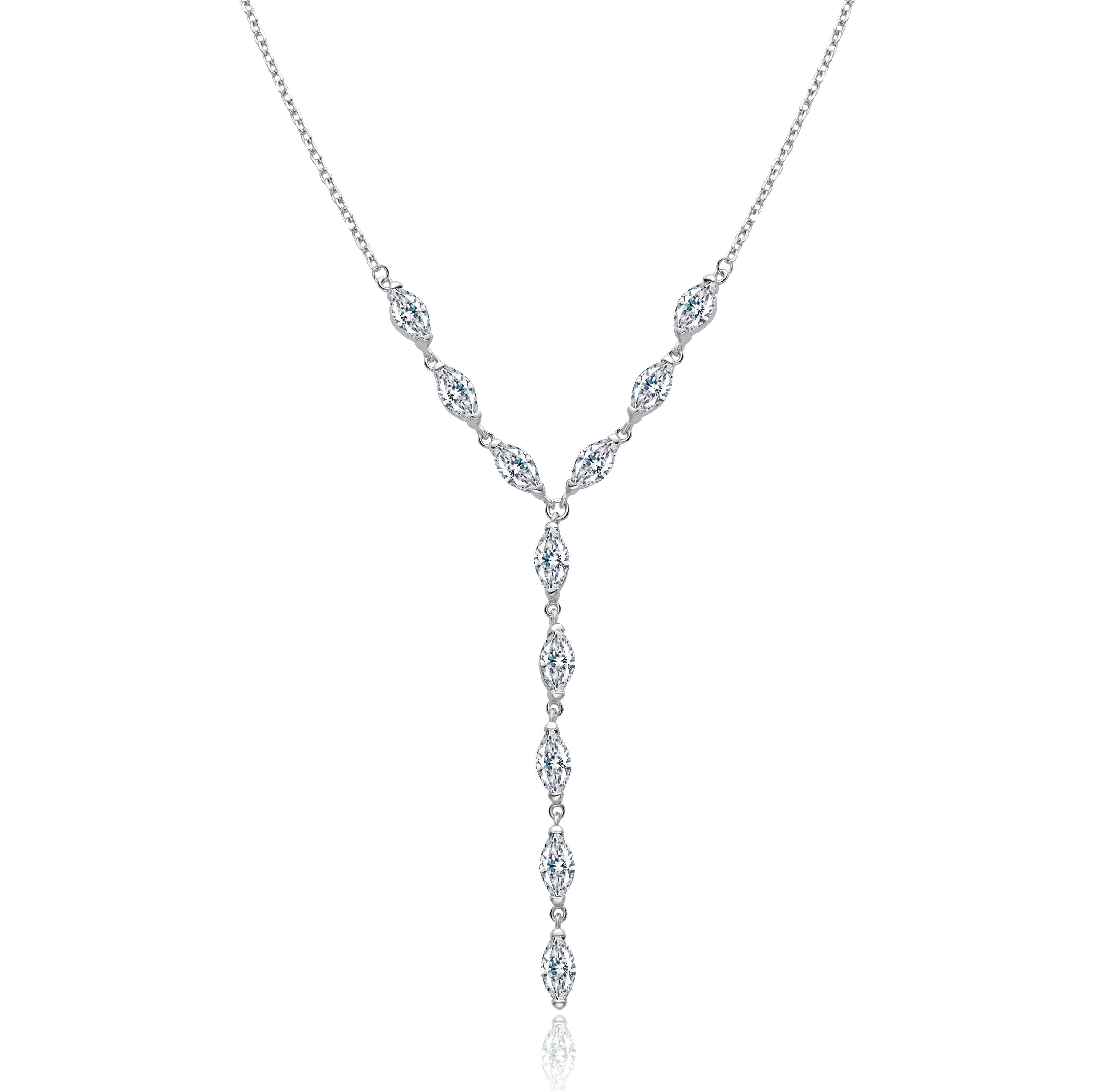 Šperky4U Stříbrný náhrdelník s čirými zirkony - NB-2379