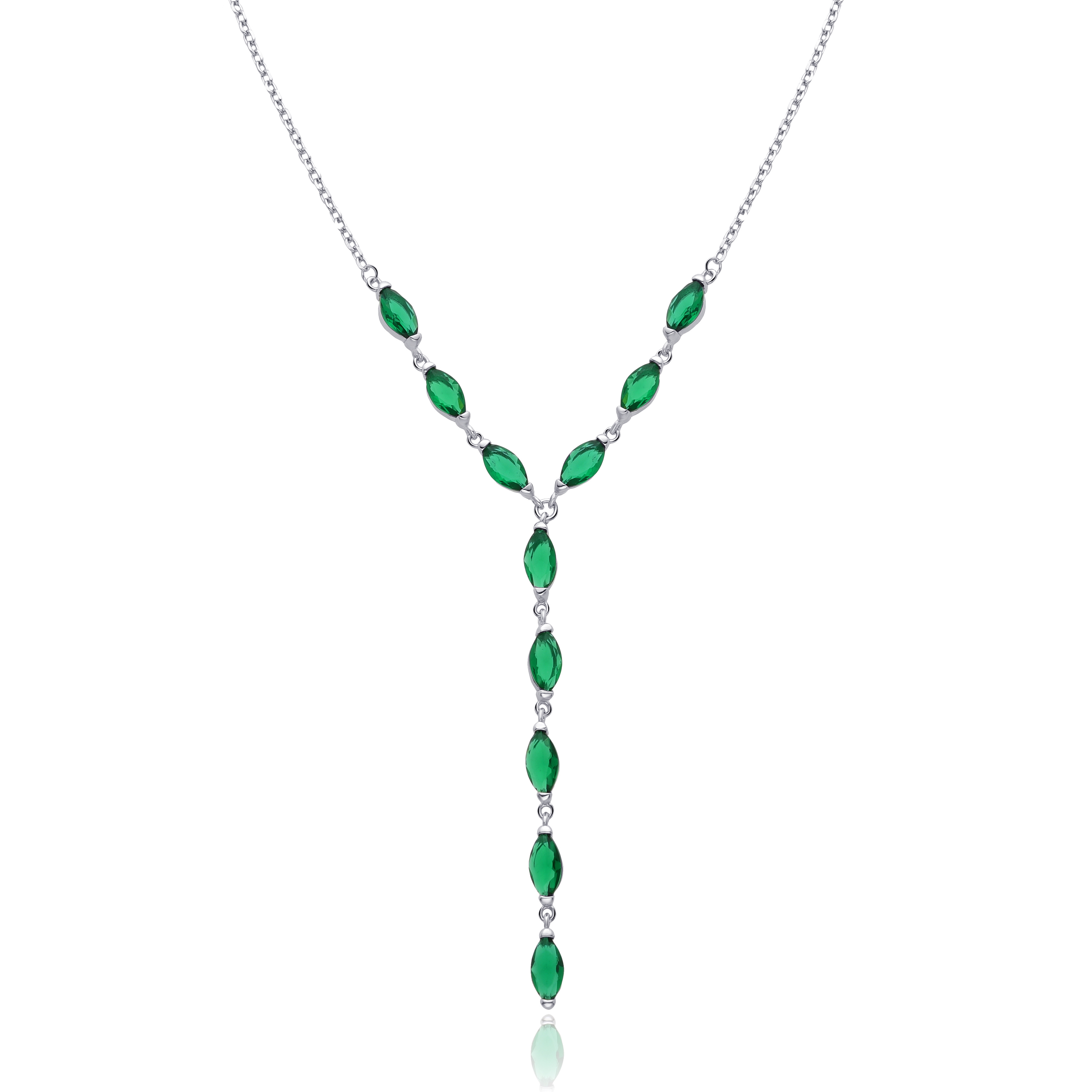 Šperky4U Stříbrný náhrdelník se zelenými zirkony - NB-2378