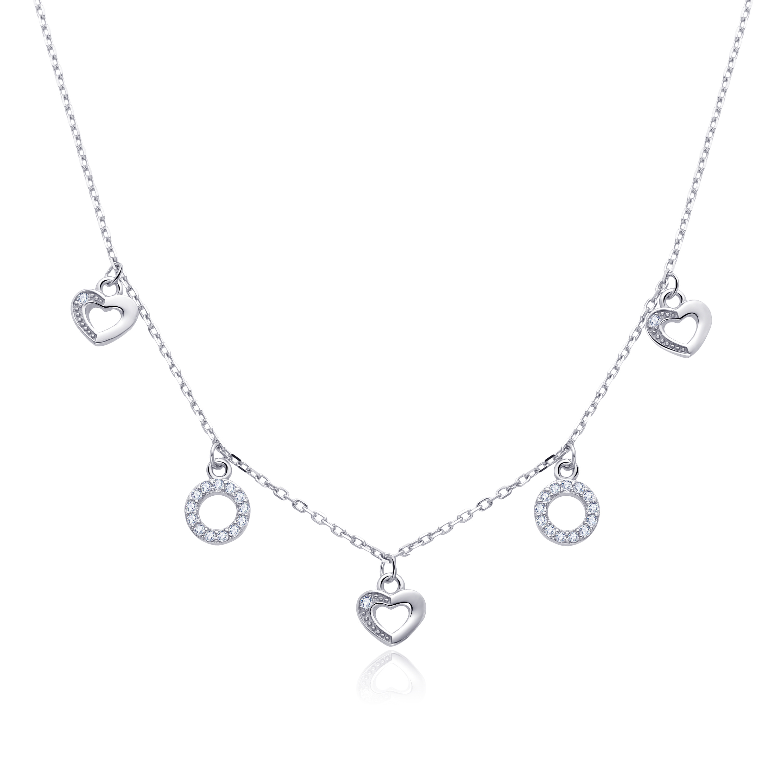 NUBIS® Stříbrný náhrdelník se srdíčky - NB-2375