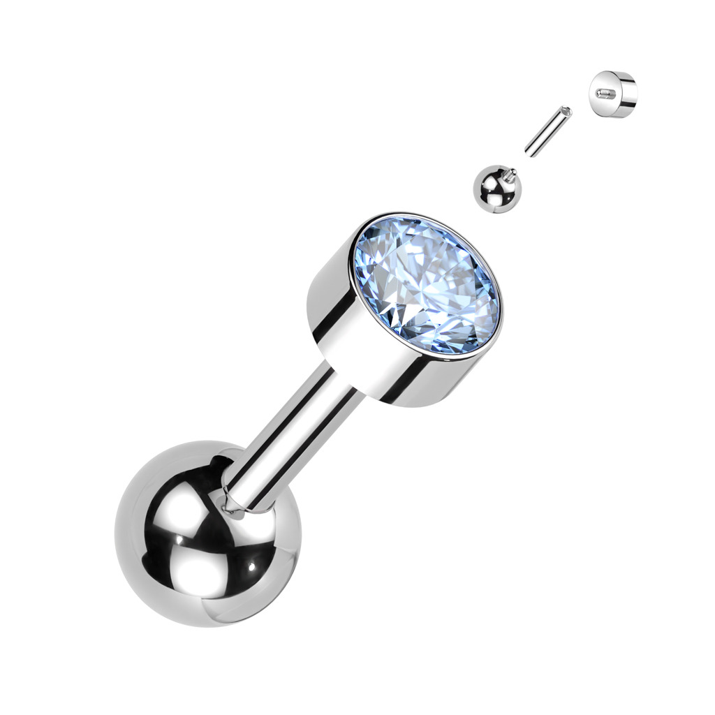 Šperky4U Cartilage piercing TITAN, 1,2 x 6 mm, barva: tyrkysová - TIT1306-Q