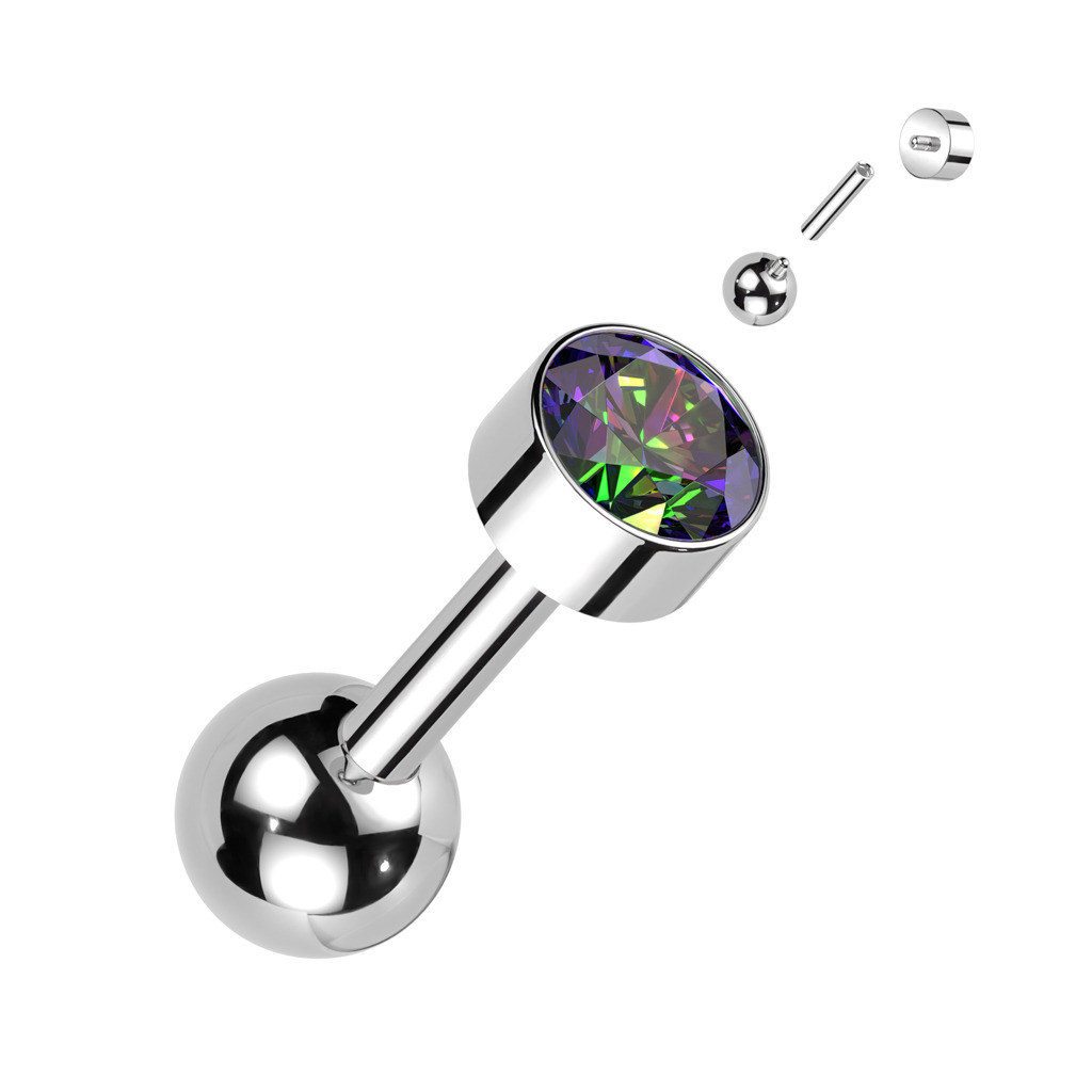 Šperky4U Cartilage piercing TITAN, 1,2 x 6 mm, barva: Vitrail Medium - TIT1306-VM