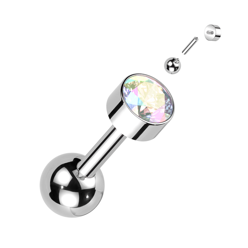 Šperky4U Cartilage piercing TITAN, 1,2 x 6 mm, barva: duhová - TIT1306-AB