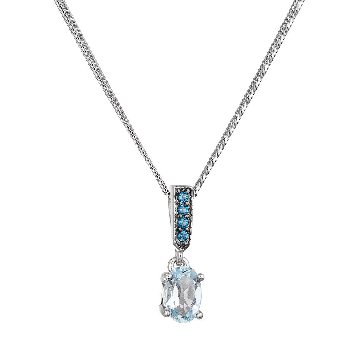 EVOLUTION GROUP CZ Stříbrný náhrdelník luxusní s pravými kameny Sky Topaz - 12082.3