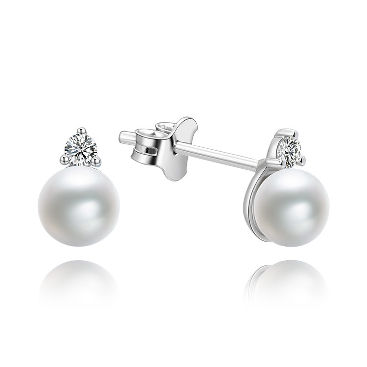 NUBIS® Stříbrné perlové náušnice se zirkonem - NB-3941