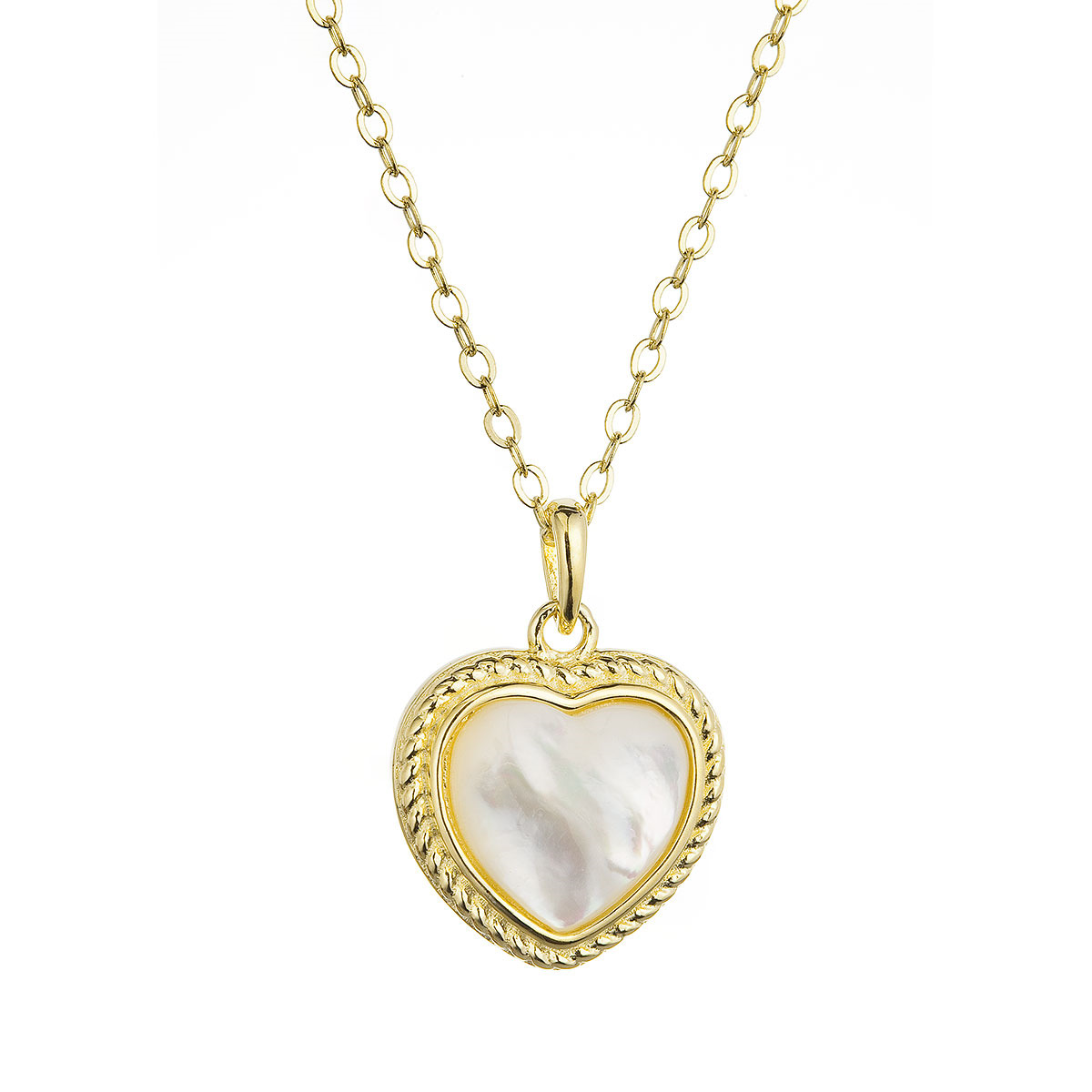 EVOLUTION GROUP CZ Pozlacený stříbrný náhrdelník srdce s perleťovým kamenem - 12058.1