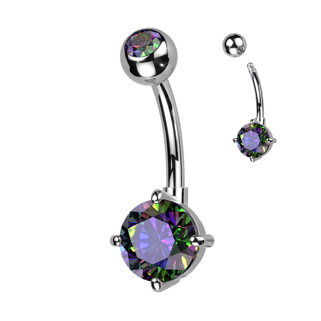Šperky4U Piercing do pupíku s kulatým kamenem, Barva AB - WP0063-VM