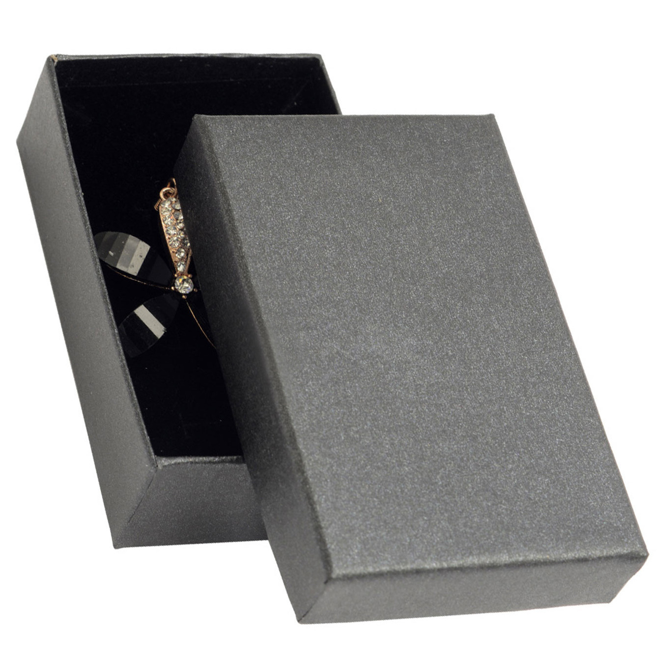 Šperky4U Dárková krabička - perleťově černá - KR0324-K
