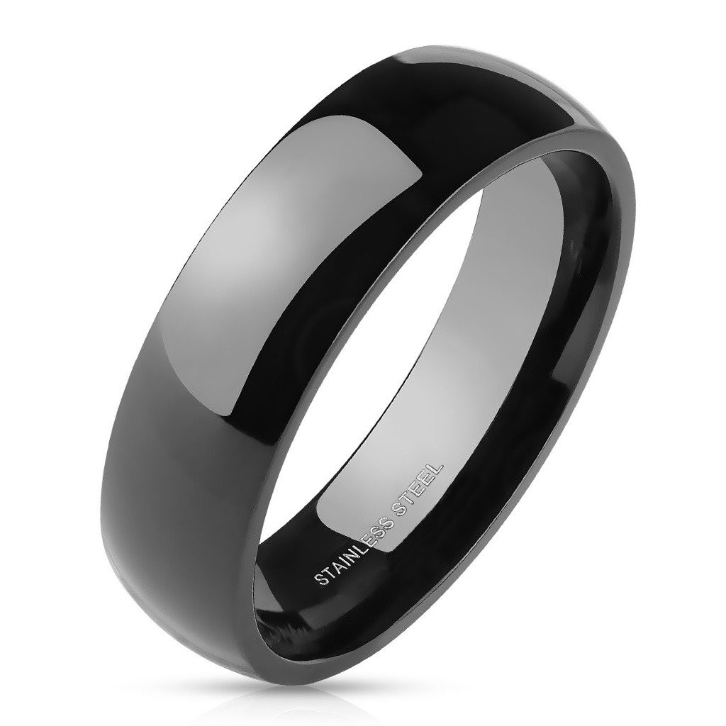 Šperky4U Ocelový prsten černý, šíře 6 mm - velikost 67 - OPR1299-6-67
