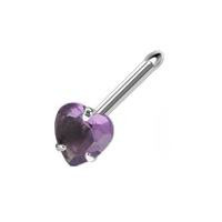 Šperky4U Piercing do nosu - srdíčko, fialový kamínek - N01077-A