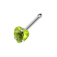 Šperky4U Piercing do nosu - srdíčko, zelený kamínek - N01077-G