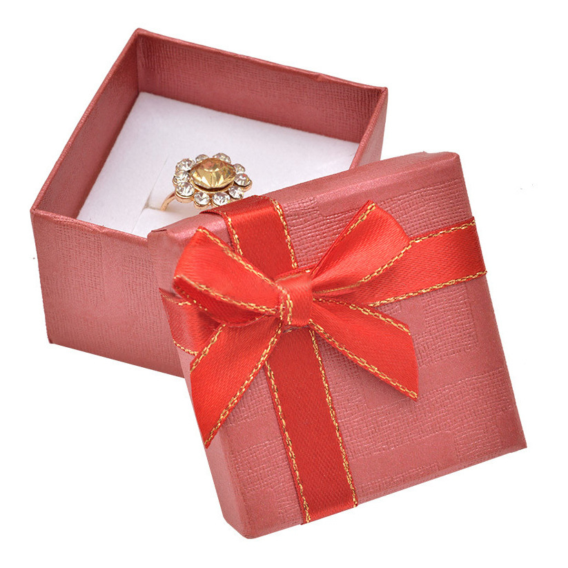Šperky4U Červená dárková krabička na prsten s mašlí - KR0028-R